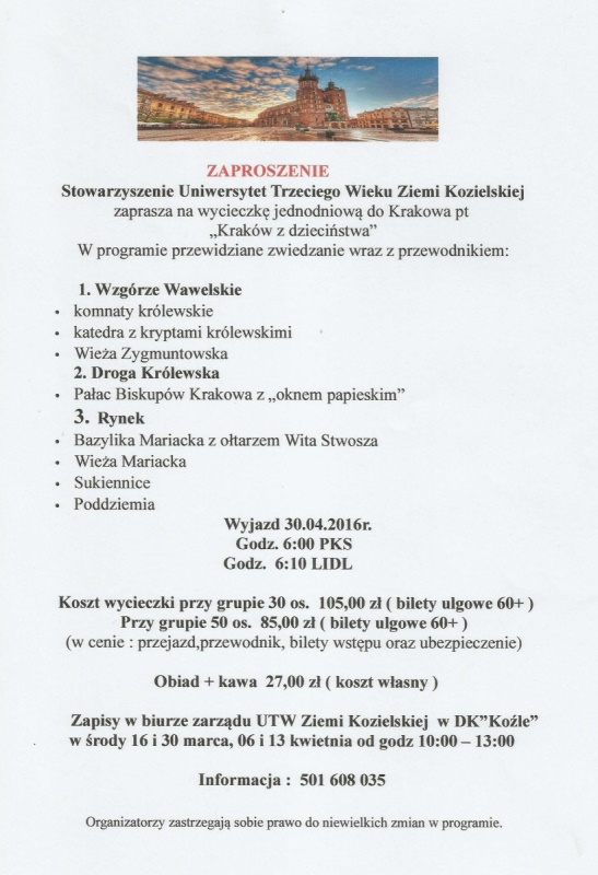 Wycieczka do Krakowa